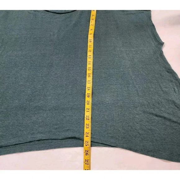 EILEEN FISHER Top Blouse Women's M Green Oversized HIgh Low Hem Boat Neck - Picture 7 of 13